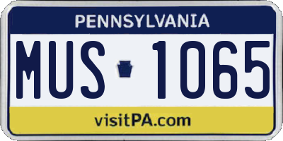 PA license plate MUS1065