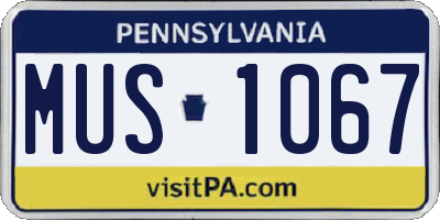 PA license plate MUS1067