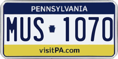 PA license plate MUS1070