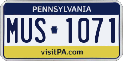PA license plate MUS1071