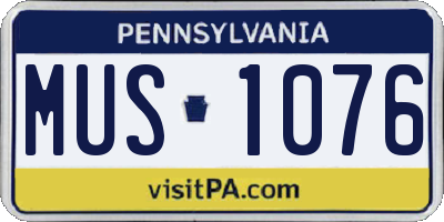 PA license plate MUS1076