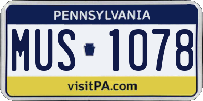 PA license plate MUS1078