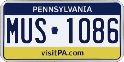 PA license plate MUS1086