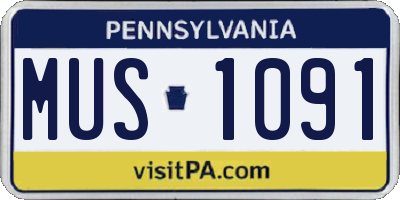 PA license plate MUS1091