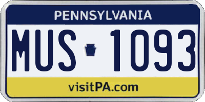 PA license plate MUS1093