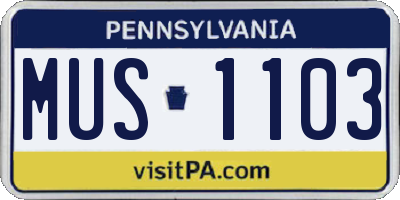PA license plate MUS1103