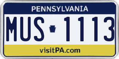 PA license plate MUS1113