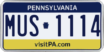 PA license plate MUS1114
