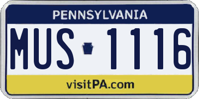 PA license plate MUS1116