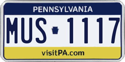 PA license plate MUS1117