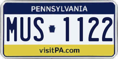 PA license plate MUS1122