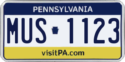 PA license plate MUS1123