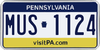 PA license plate MUS1124