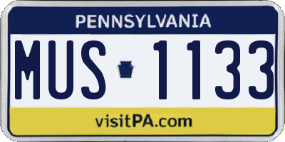 PA license plate MUS1133