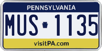 PA license plate MUS1135