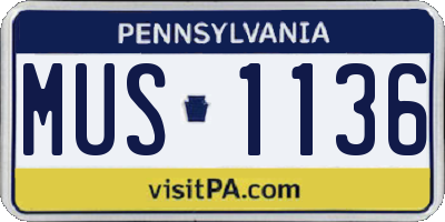 PA license plate MUS1136