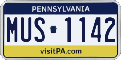 PA license plate MUS1142