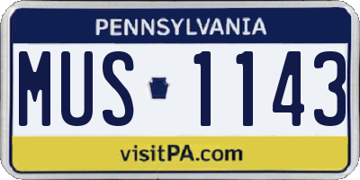 PA license plate MUS1143