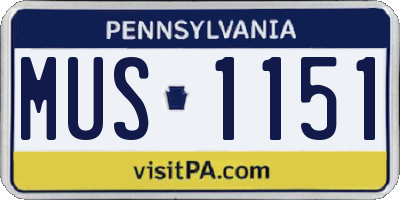PA license plate MUS1151