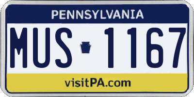 PA license plate MUS1167