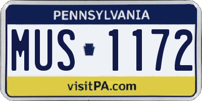 PA license plate MUS1172