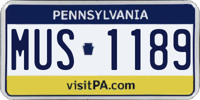 PA license plate MUS1189