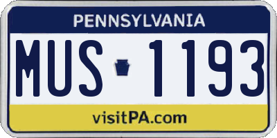 PA license plate MUS1193