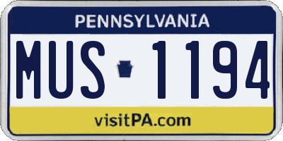 PA license plate MUS1194