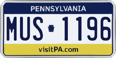PA license plate MUS1196