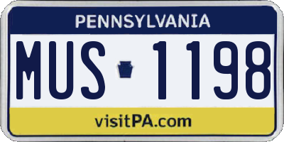 PA license plate MUS1198