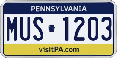 PA license plate MUS1203