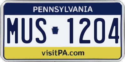 PA license plate MUS1204