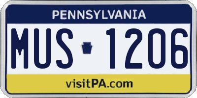 PA license plate MUS1206