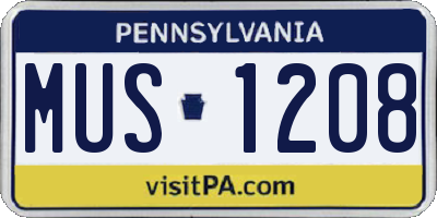 PA license plate MUS1208