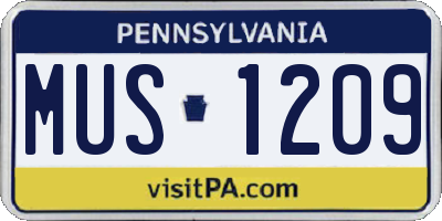 PA license plate MUS1209