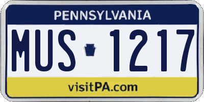 PA license plate MUS1217