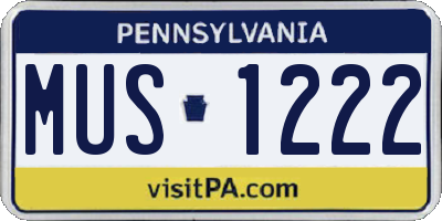 PA license plate MUS1222