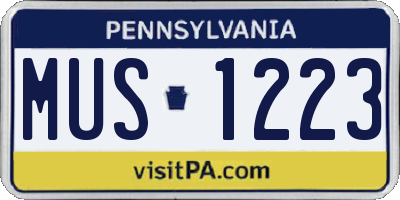 PA license plate MUS1223