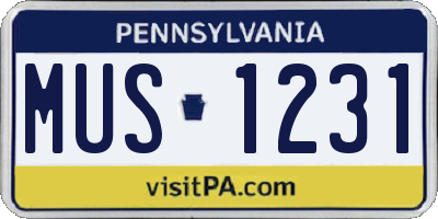 PA license plate MUS1231