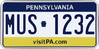 PA license plate MUS1232