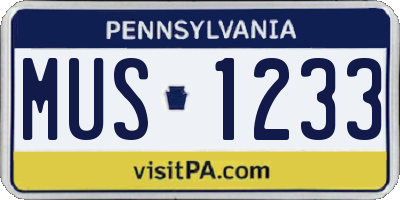 PA license plate MUS1233