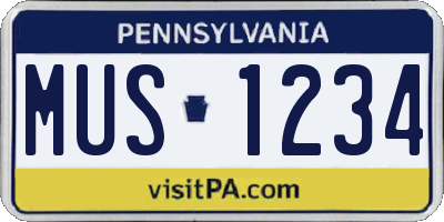 PA license plate MUS1234