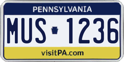 PA license plate MUS1236