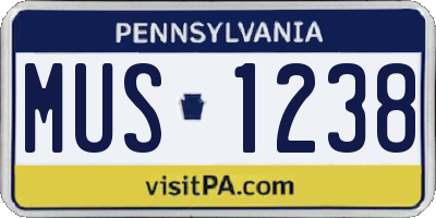 PA license plate MUS1238
