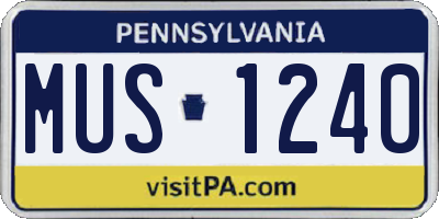 PA license plate MUS1240