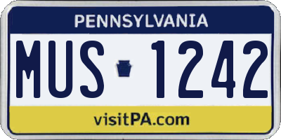 PA license plate MUS1242
