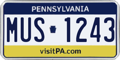 PA license plate MUS1243