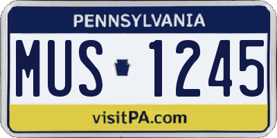 PA license plate MUS1245