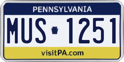PA license plate MUS1251