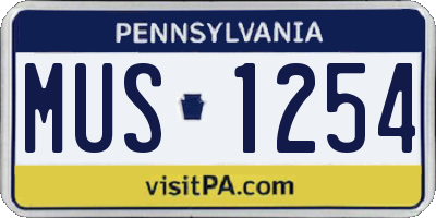 PA license plate MUS1254